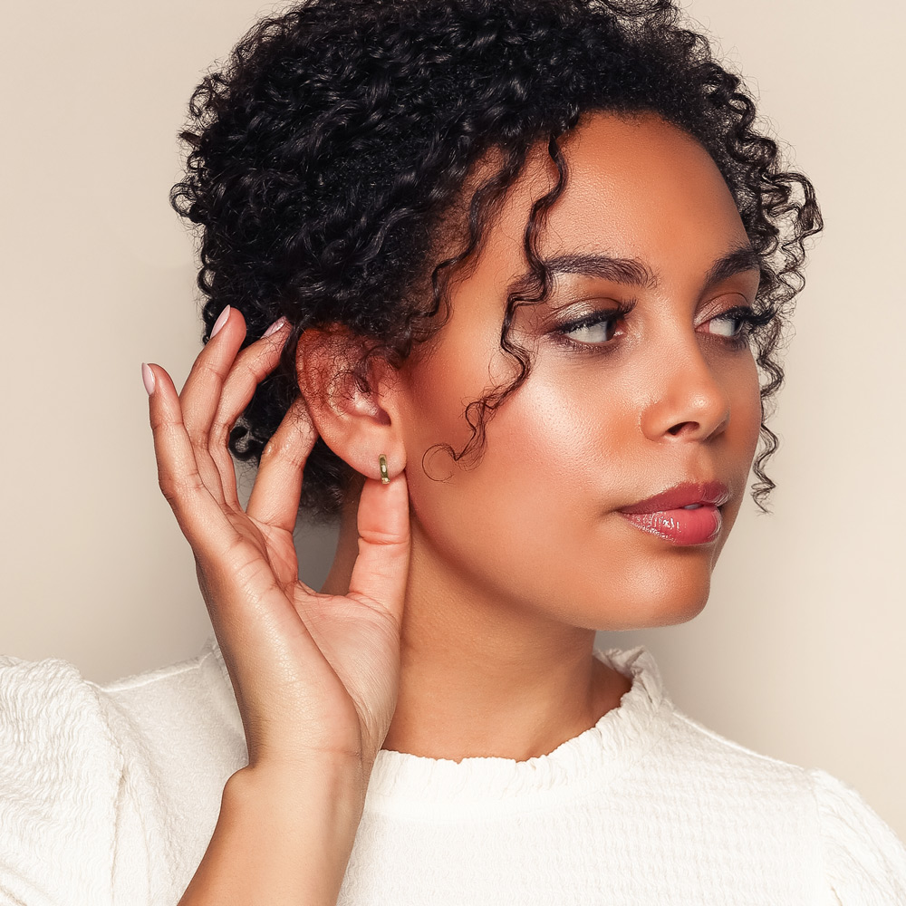 Charlie 3 mm Hinged Square Edge Huggie Hoop Earrings in 14K Gold