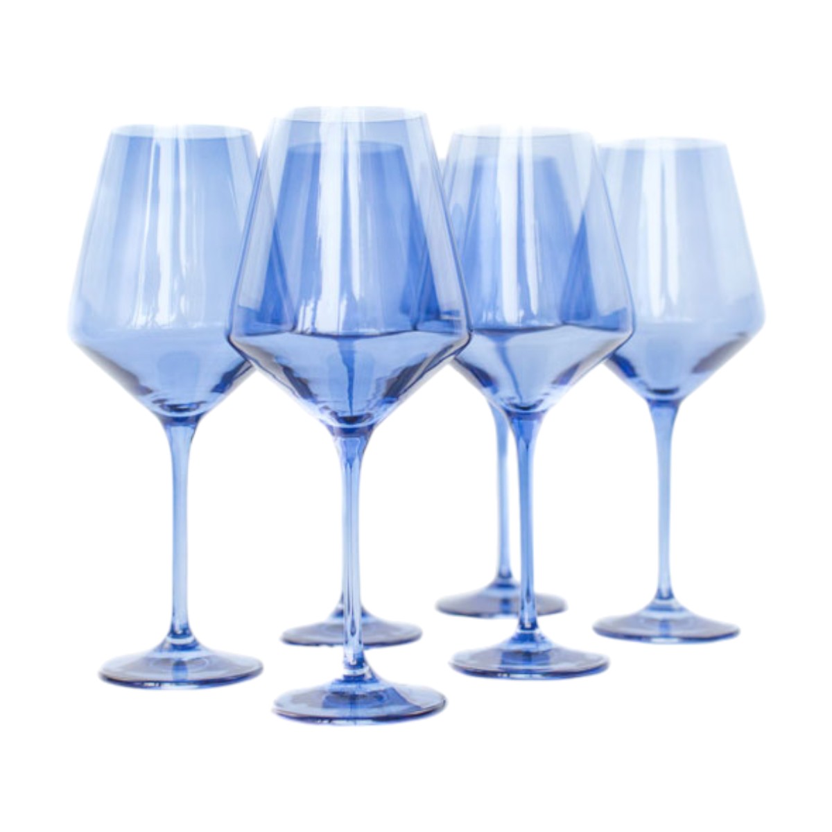 Estelle Cobalt Blue Colored Stemmed Wine Glasses, Set of 6
