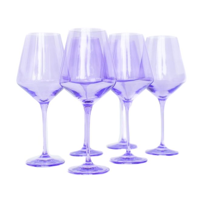 Estelle Lavender Colored Stemmed Wine Glasses, Set of 6