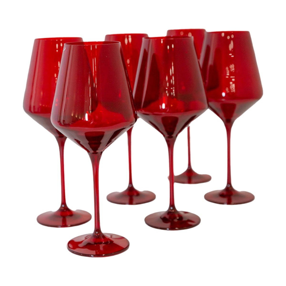 Red Colored Stemmed Wine Glasses, Set of 6 STMMD RED S/6 Borsheims