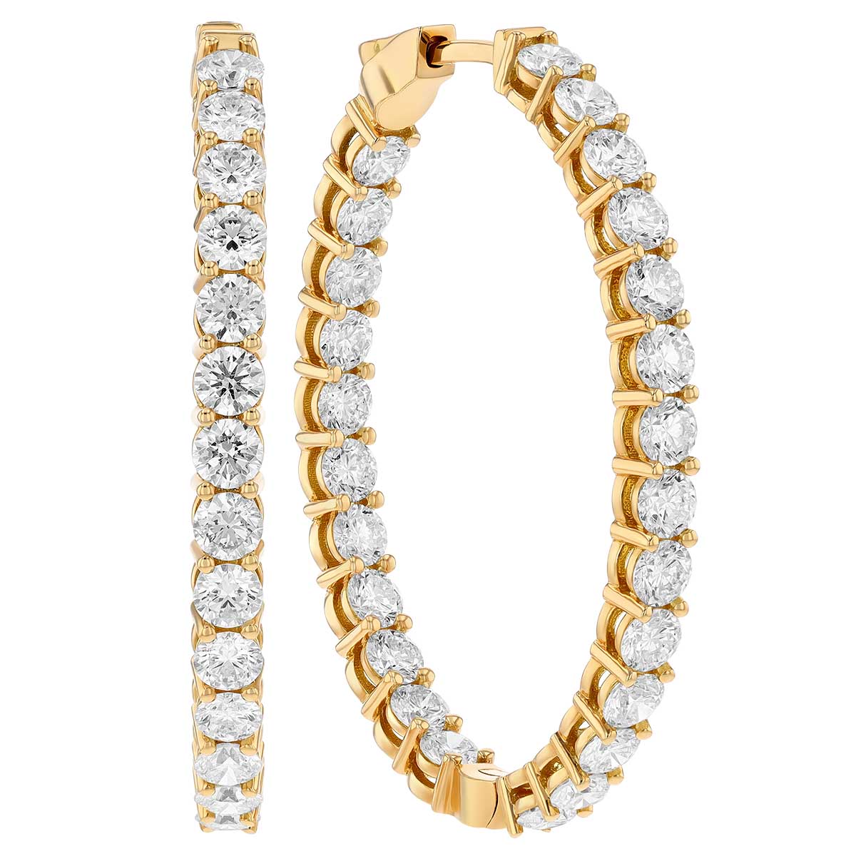 Diamond Inside Out Hoop Earrings in Yellow Gold, 5.25 cttw