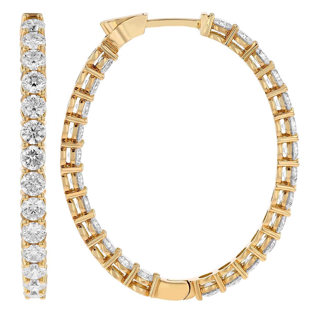 Diamond Inside Out Hoop Earrings in Yellow Gold, 5.25 cttw