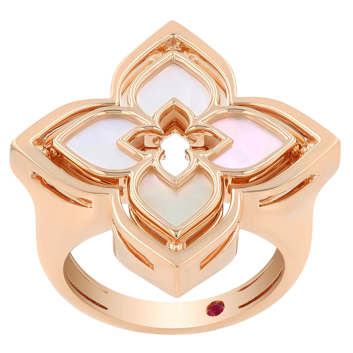 Roberto Coin Venetian Princess Pirouette Pave & Mother of Pearl Ring in Rose Gold