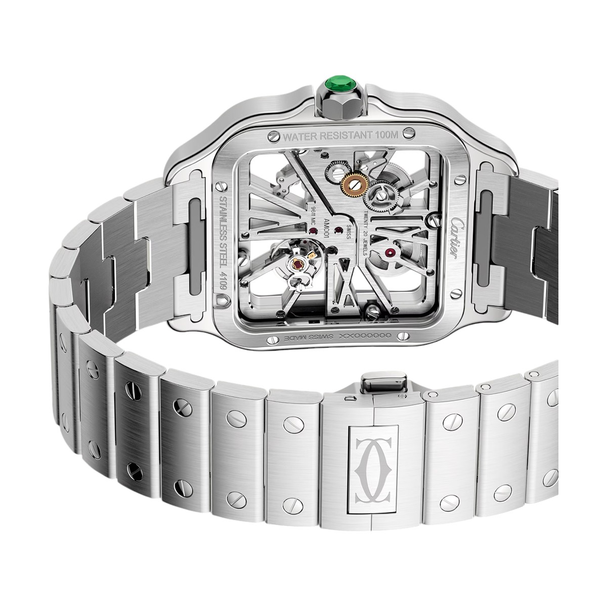 Cartier Santos Skeleton 28mm Watch, Skeleton Dial