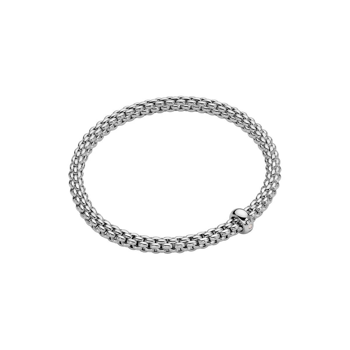 FOPE Flex'It White Gold Flexible Bracelet with Diamond Accent, XS