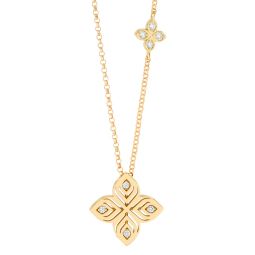Roberto Coin Love in Verona Diamond Clover Pendant in Yellow Gold