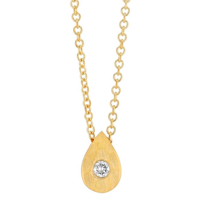 Marika Diamond Mini Teardrop Pendant in Yellow Gold