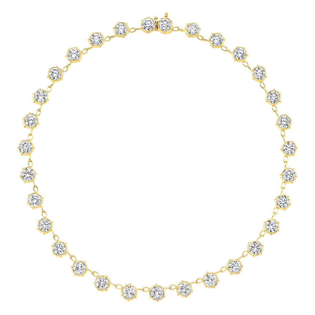 Rahaminov Round Diamond Station Necklace in Yellow Gold, 16