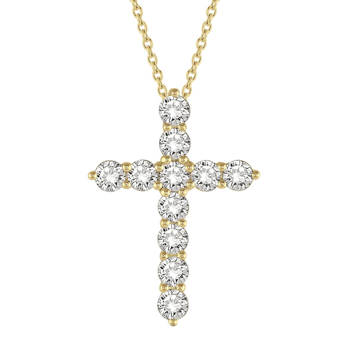 Diamond Cross Necklace in 14K Gold, 18