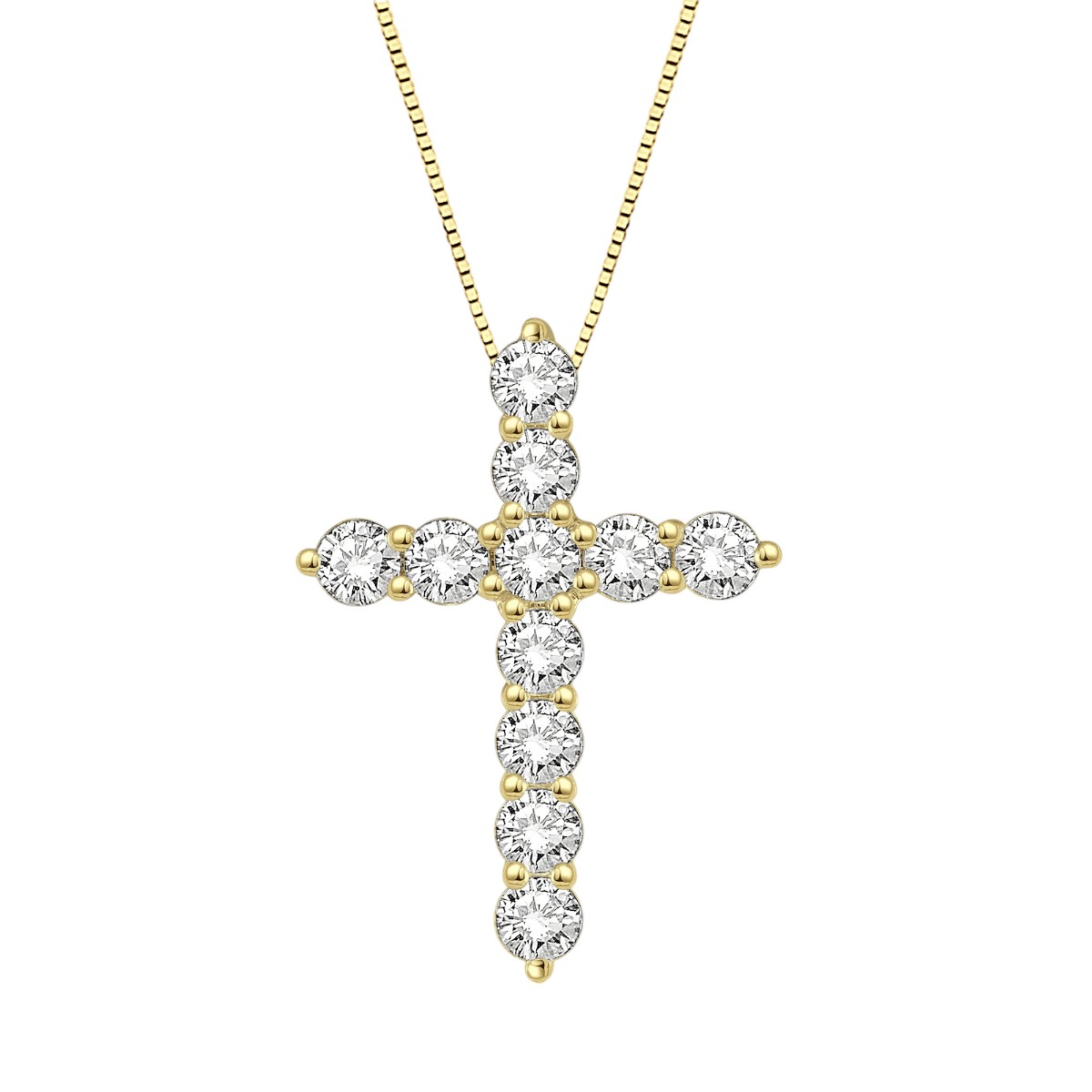 Diamond Cross Necklace in 14K Gold, 18