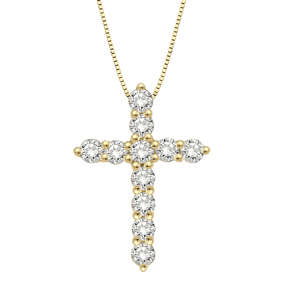 Diamond Cross Necklace in 14K Gold, 18