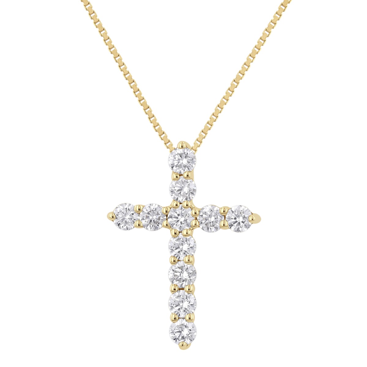 Diamond Cross Necklace in 14K Gold, 18