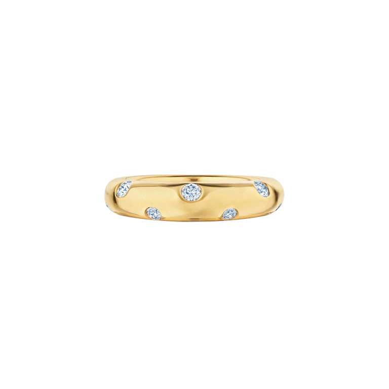 Kwiat Cobblestone Flush Set Round Diamond Ring in Yellow Gold