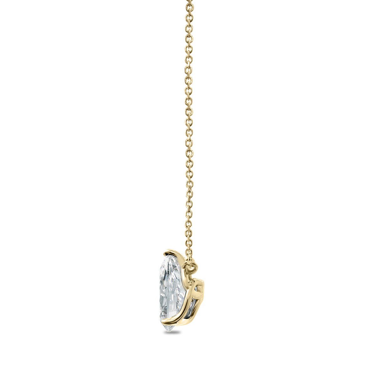 Clarity Diamond Signature Lab-Grown Pear Shaped Diamond Solitaire Pendant in Yellow Gold, 1.58 ct