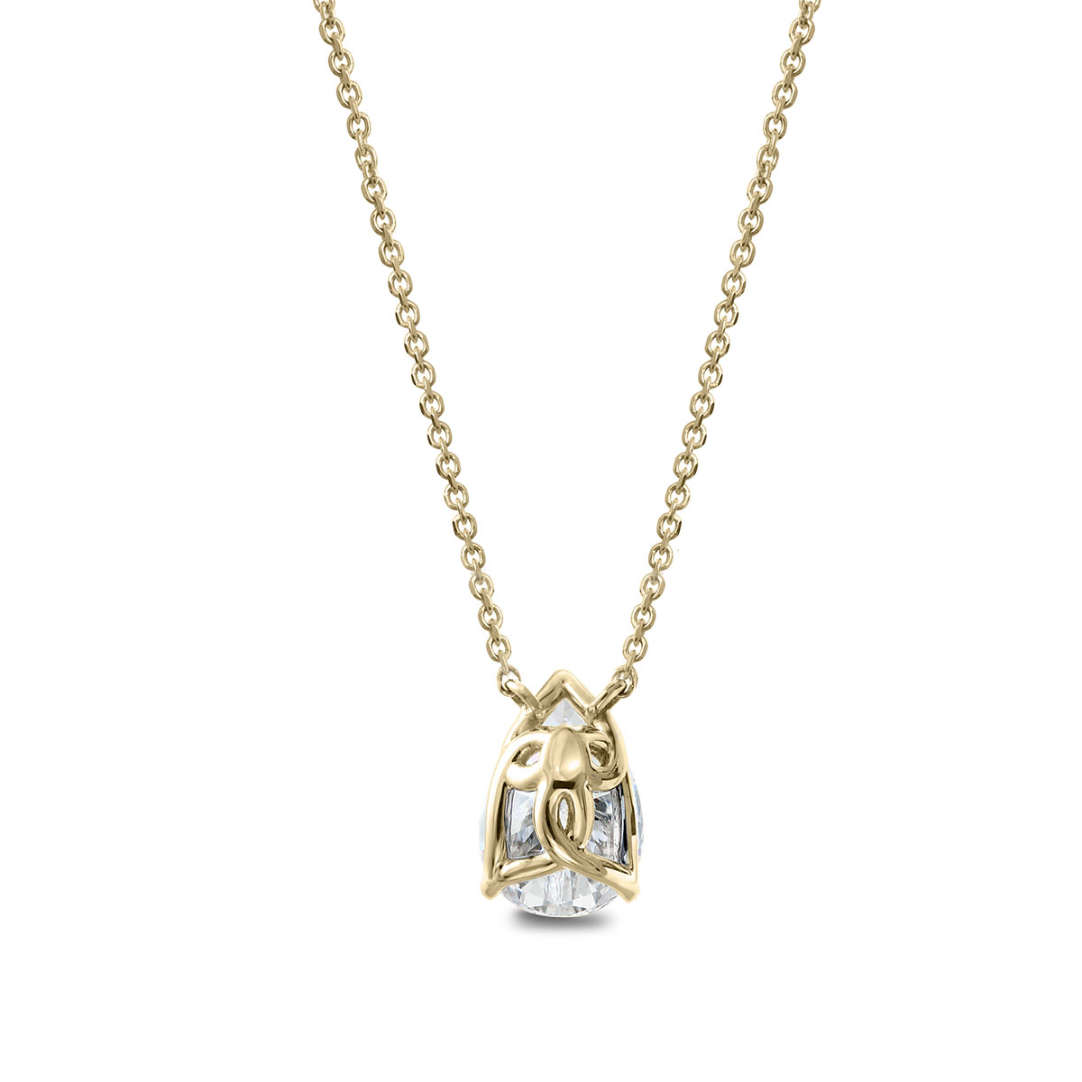 Clarity Diamond Signature Lab-Grown Pear Shaped Diamond Solitaire Pendant in Yellow Gold, 1.58 ct