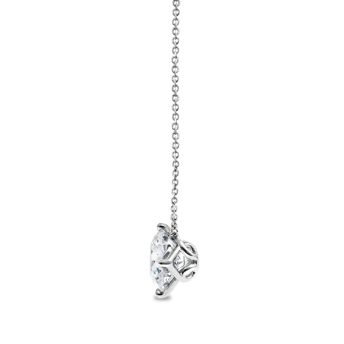Clarity Diamond Signature Lab-Grown Round Diamond Solitaire Pendant in White Gold, 3.15 ct