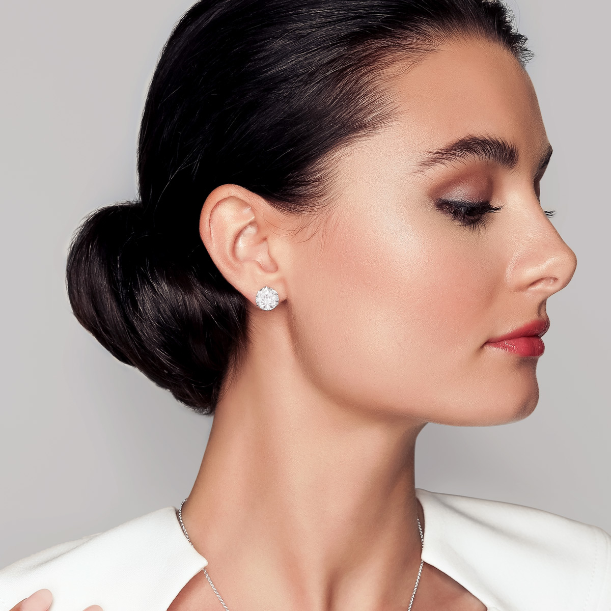 Rahaminov Round Diamond Stud Earrings in White Gold, 8.21 cttw