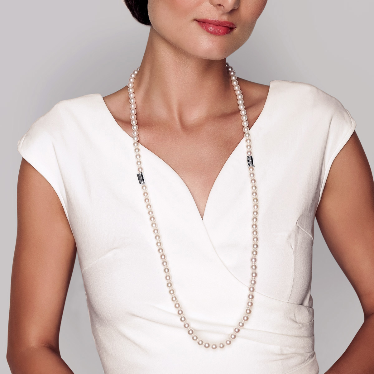 Mikimoto Akoya Cultured Pearl Convertible Necklace with White Gold & Diamond Clasp, 7.5-8 mm