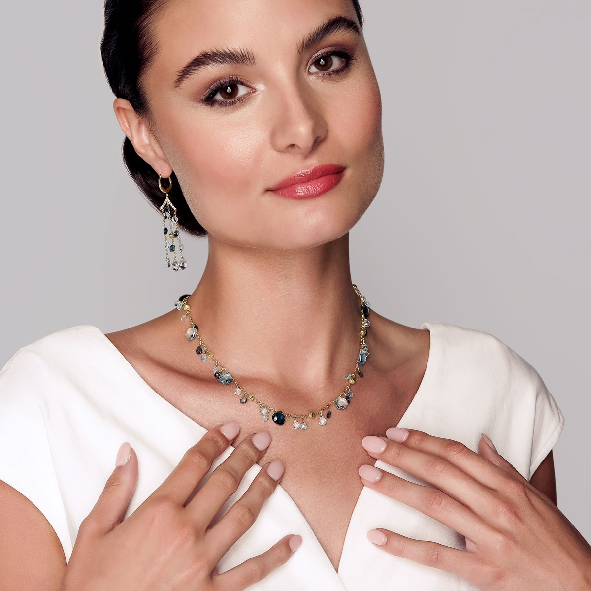 Marco Bicego Paradise Mixed Topaz Necklace in 18K Yellow Gold, 16.5