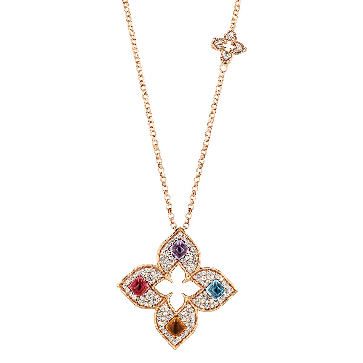 Roberto Coin Venetian Princess Carnival Multiple Gemstone & Diamond Pavé Pendant in Rose Gold