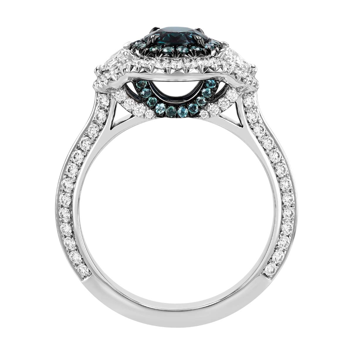 Omi Prive Oval Alexandrite & Half Moon Diamond Ring in Platinum