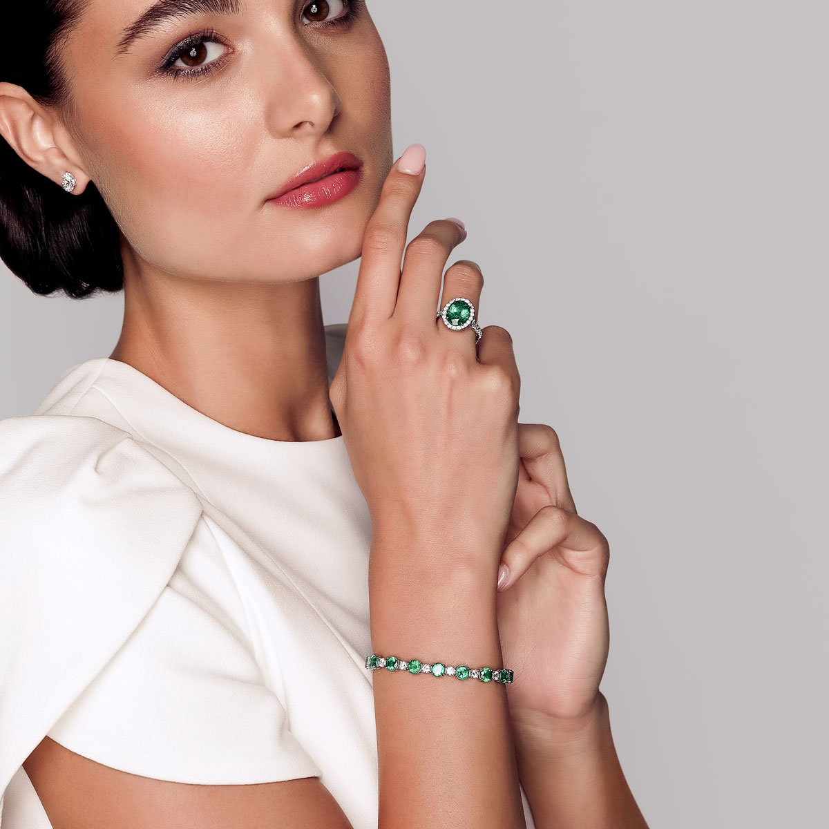 Omi Prive Oval Emerald & Diamond Ring in Platinum & Yellow Gold