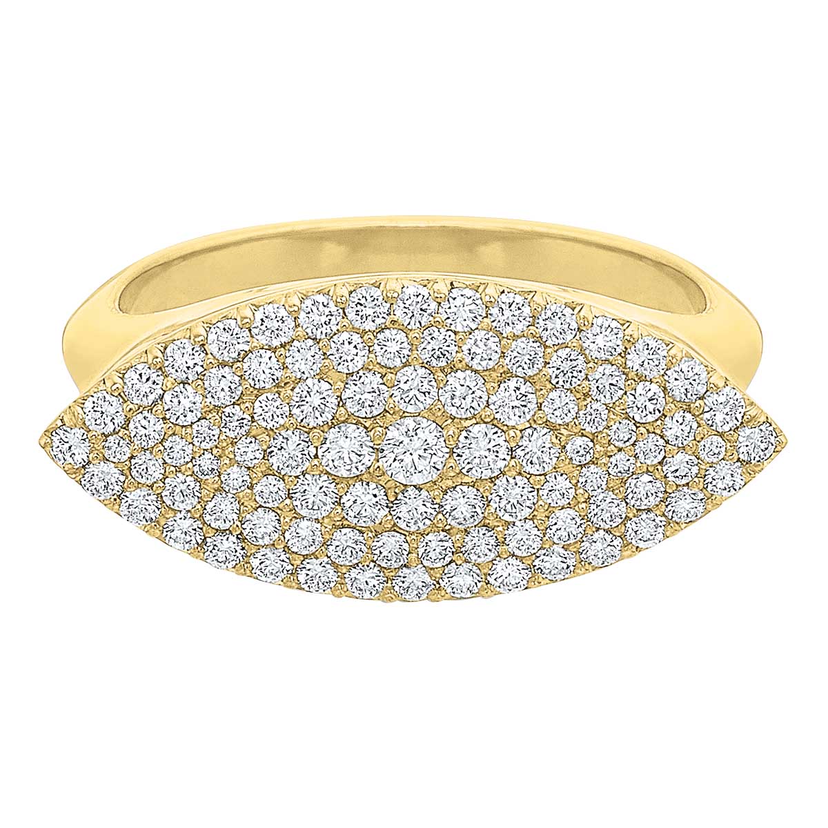 Diamond Pavé Marquise East-West Ring in Yellow Gold