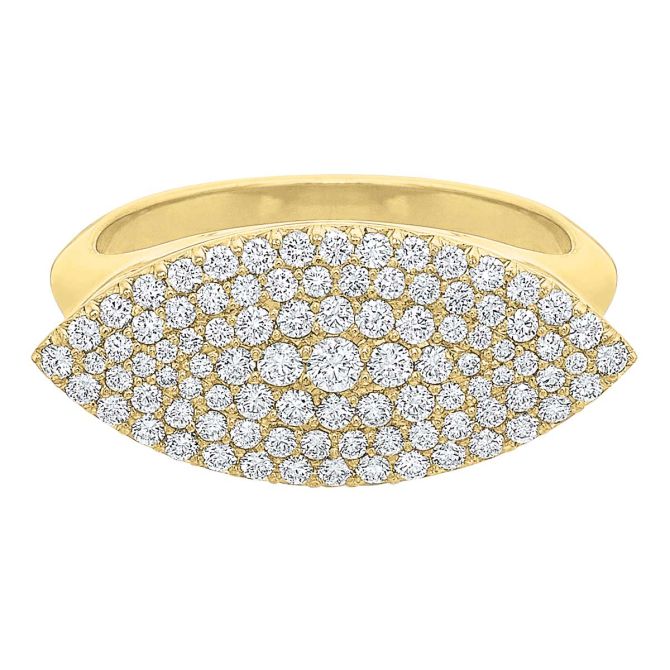 Diamond Pavé Marquise East-West Ring in Yellow Gold