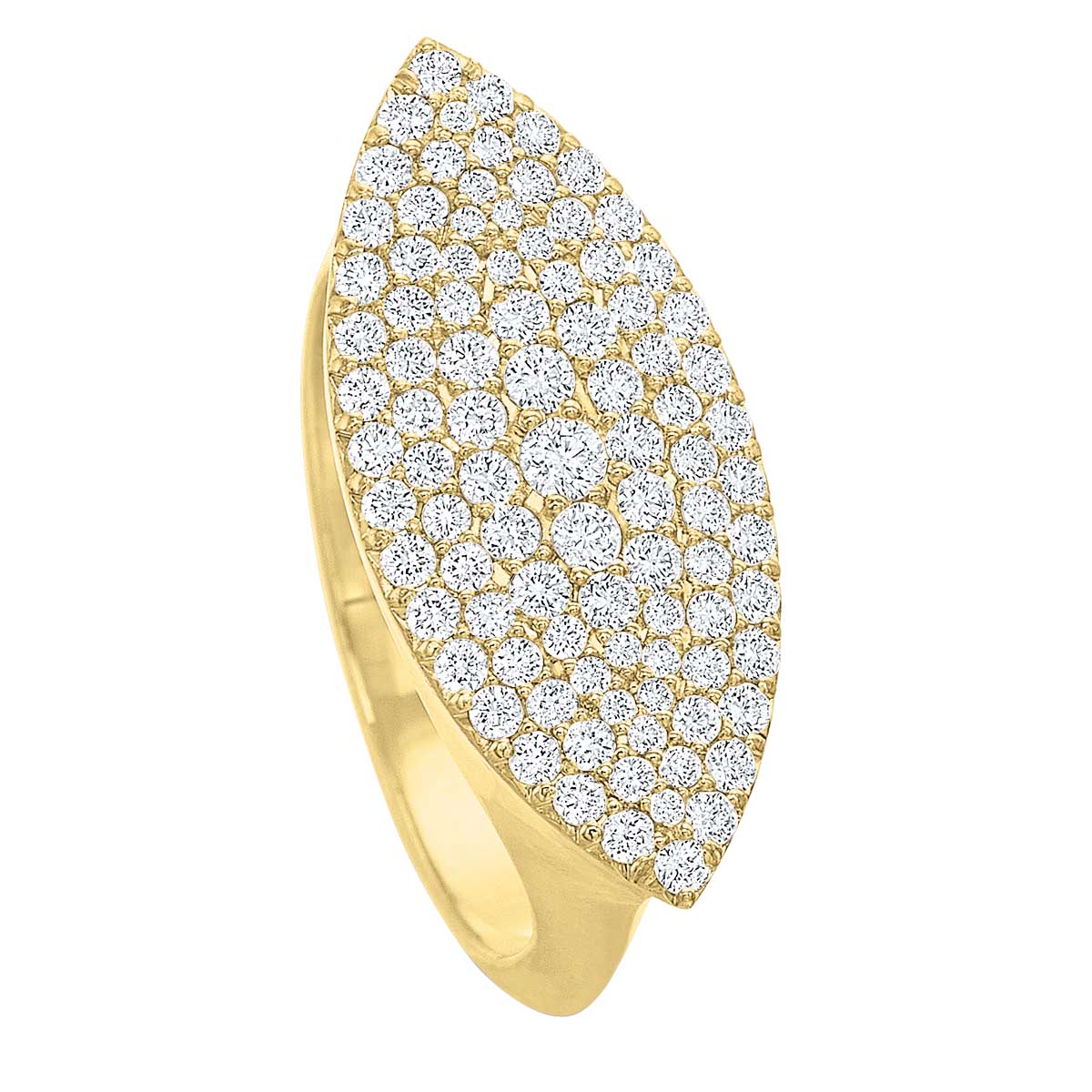 Diamond Pavé Marquise East-West Ring in Yellow Gold