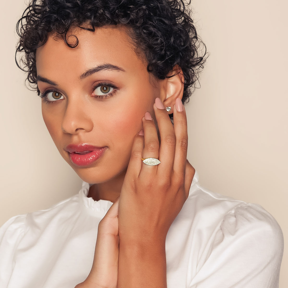 Diamond Pavé Marquise East-West Ring in Yellow Gold