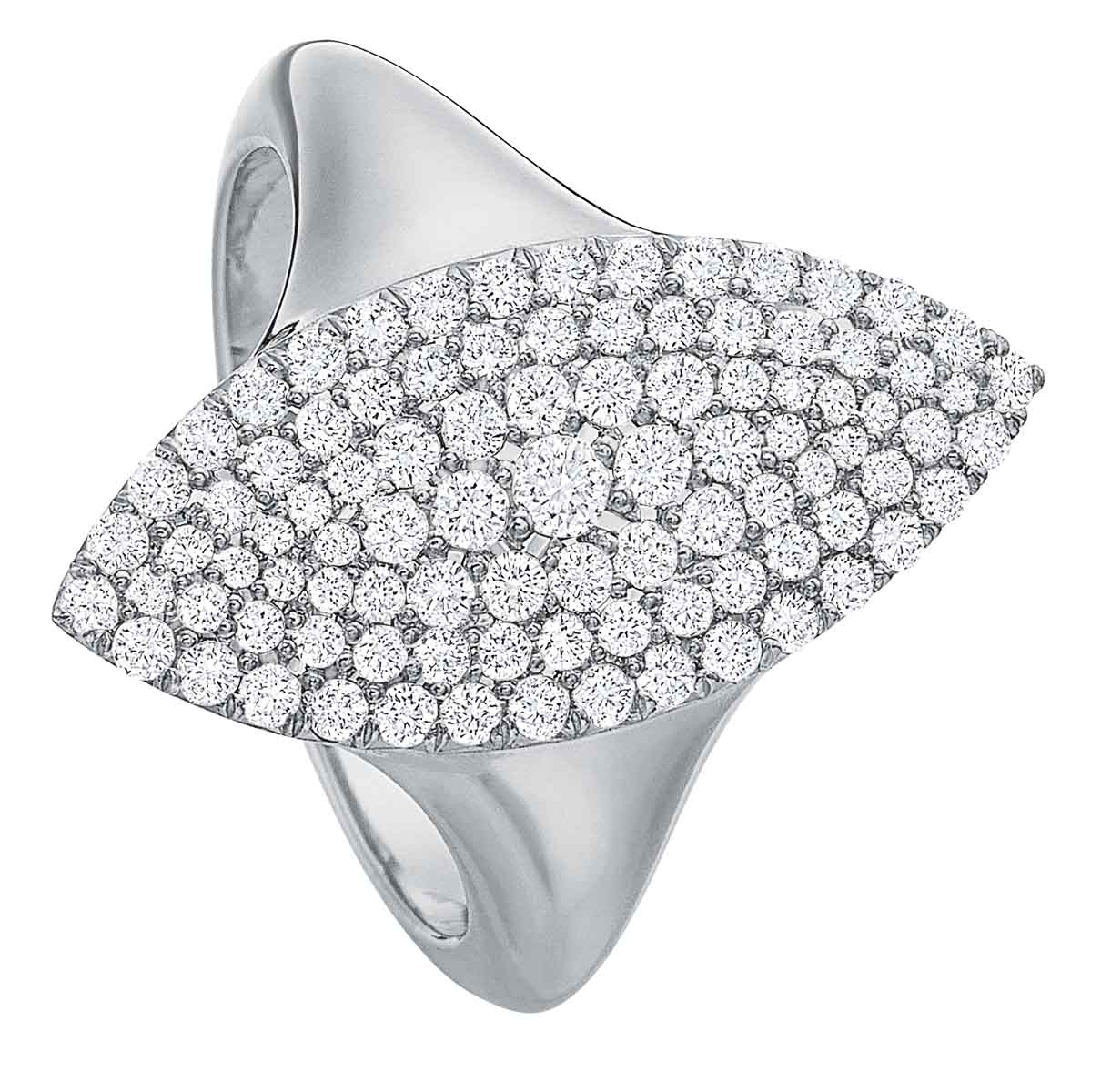 Diamond Pavé Vertical Marquise Ring in Platinum