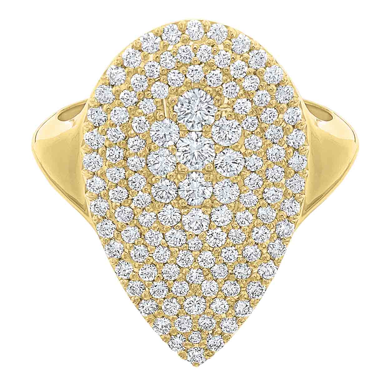 Diamond Pavé Pear Shape Ring in Yellow Gold