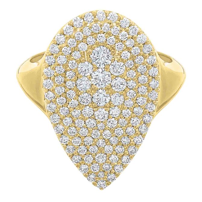 Diamond Pavé Pear Shape Ring in Yellow Gold