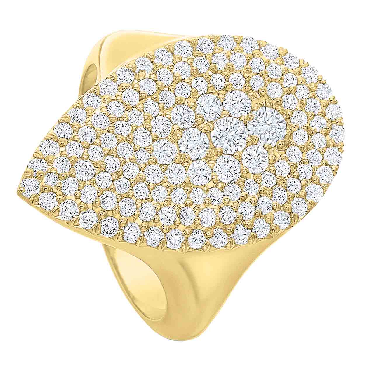 Diamond Pavé Pear Shape Ring in Yellow Gold