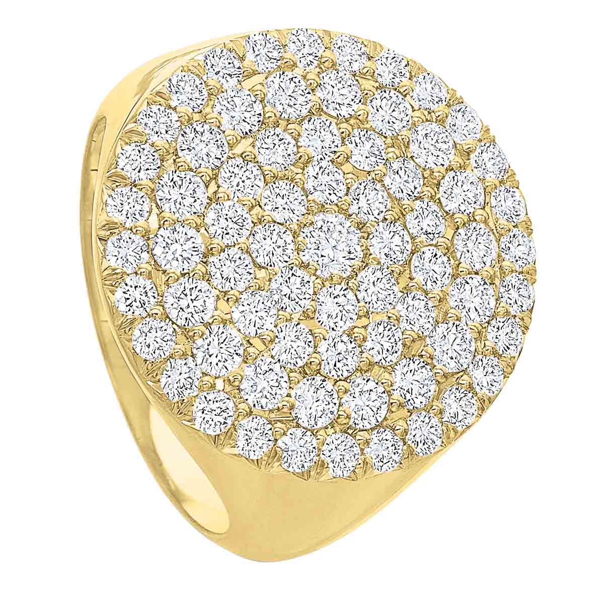 Diamond Pavé Round Ring in Yellow Gold