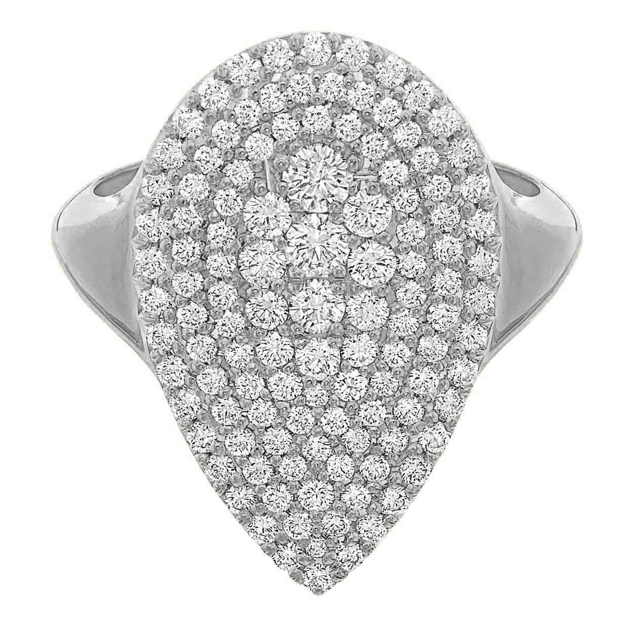 Diamond Pavé Pear Shape Ring in Platinum