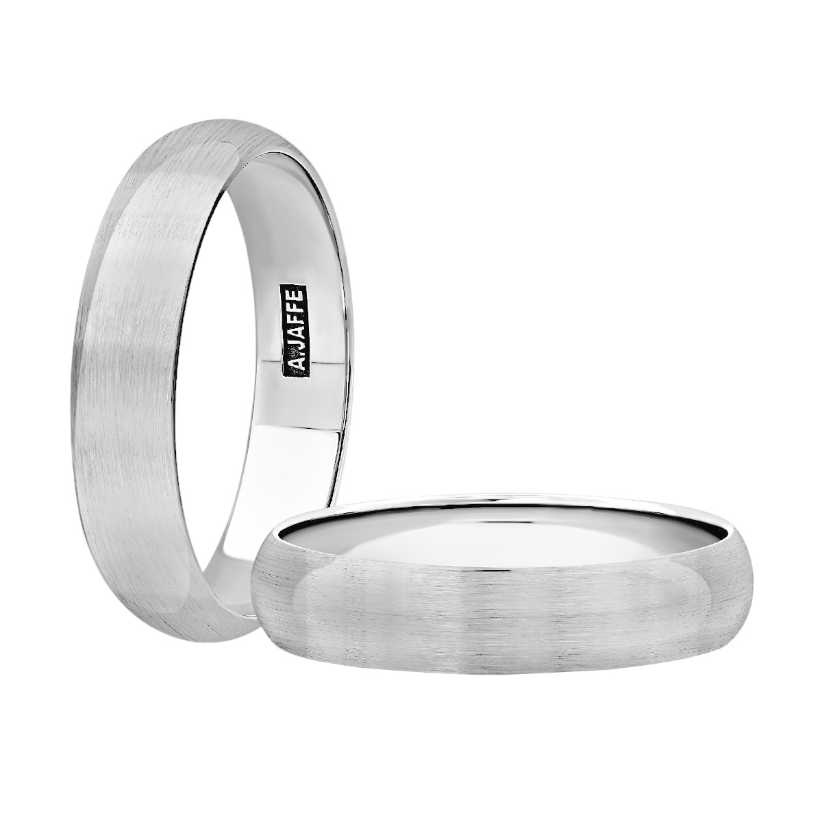 A. Jaffe Satin 14K White Gold Domed Wedding Band