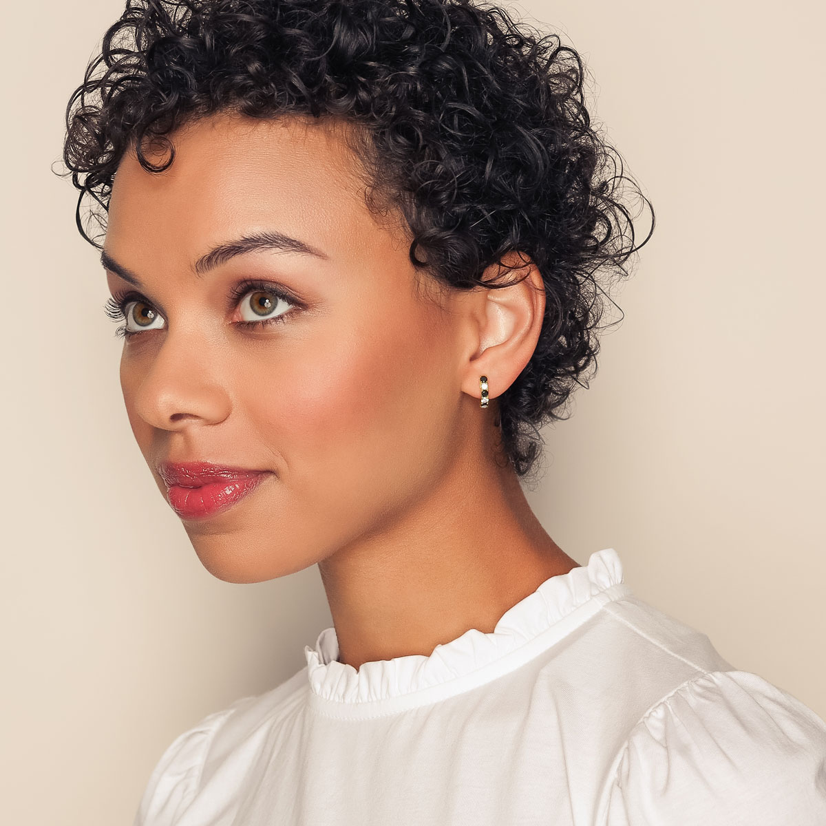 Frederic Sage Black & White Diamond Alternating Huggie Hoop Earrings in Yellow Gold