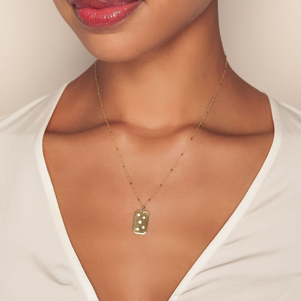 Zoe Chicco Diamond Starburst Scatter Dog Tag Pendant in Yellow Gold, 18