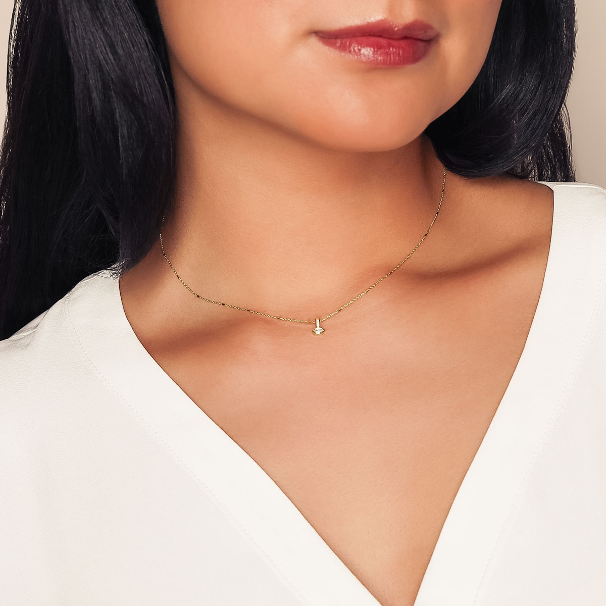 Zoe Chicco Bezel Set Marquise Diamond & Rondel Pendant in Yellow Gold, 16