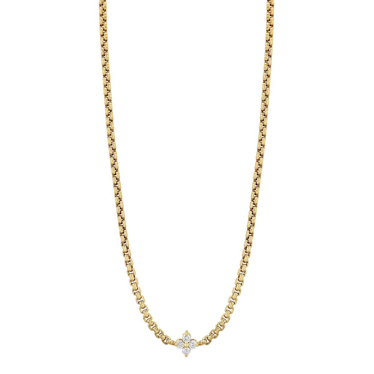 Zoe Chicco Diamond Quartet Box Chain Necklace in Yellow Gold, 16
