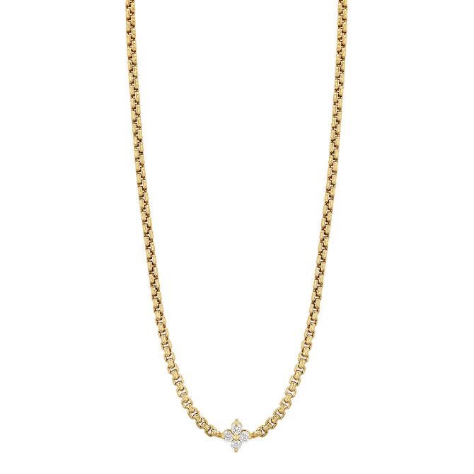 Zoe Chicco Diamond Quartet Box Chain Necklace in Yellow Gold, 16"