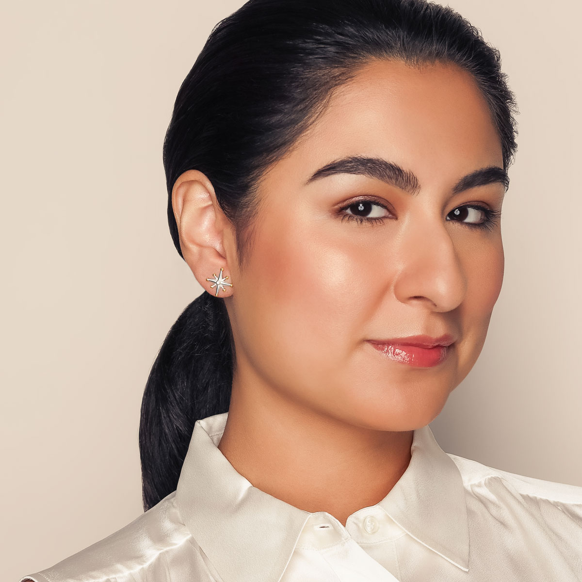 Lika Behar Starburst Diamond Stud Earrings in Yellow Gold & Sterling Silver