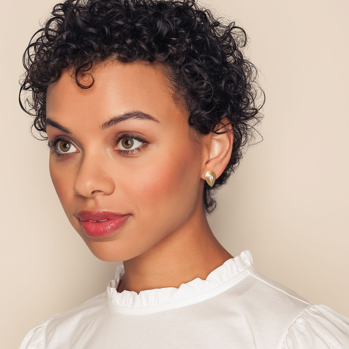 Phillips House Stories Pear Shape Diamond Layered Stud Earrings in Yellow Gold & Platinum