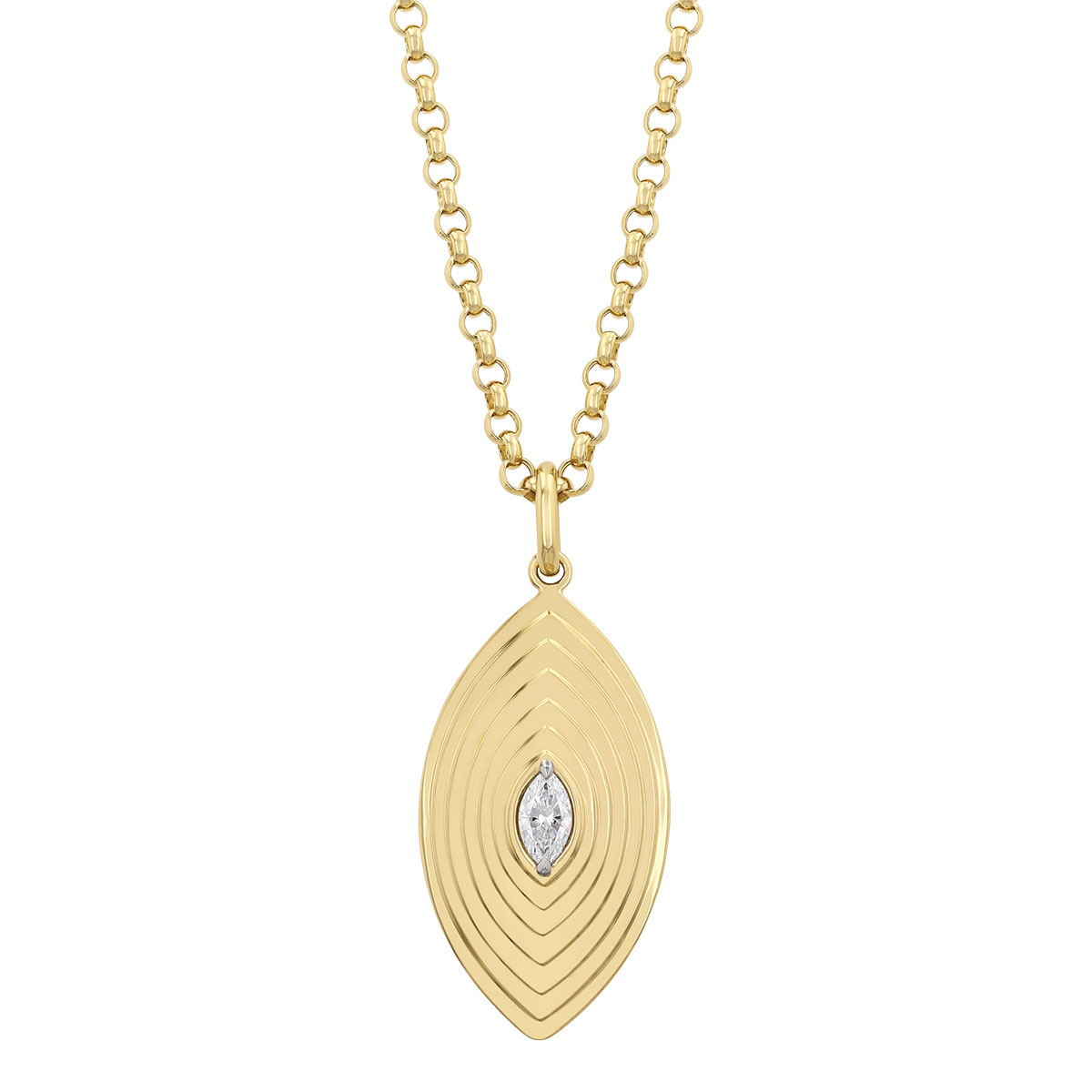 Phillips House Stories Marquise Shape Diamond Layered Pendant in Yellow Gold & Platinum, 22