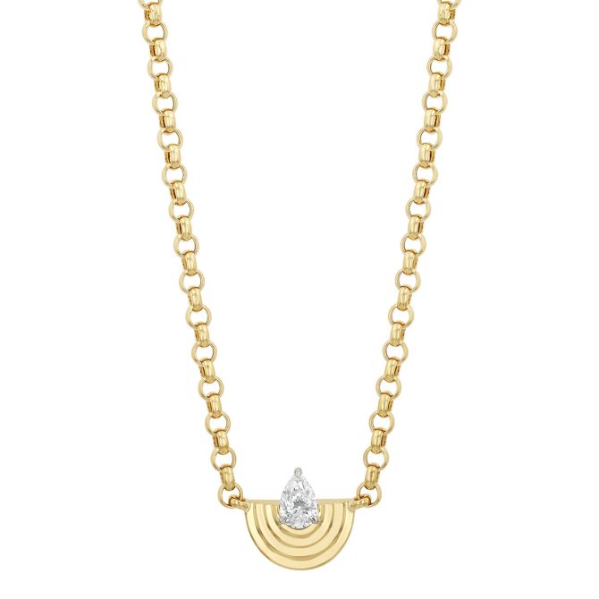 Phillips House Stories Pear Shape Diamond Demi Layered Pendant in Yellow Gold & Platinum, 18"