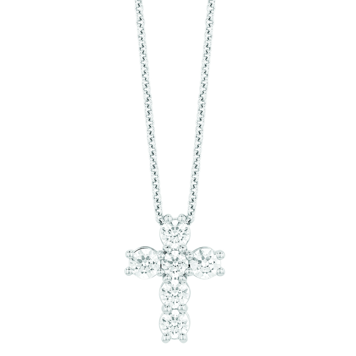 Borsheims Signature Collection Lab-Grown Diamond Cross Pendant in White Gold, 18