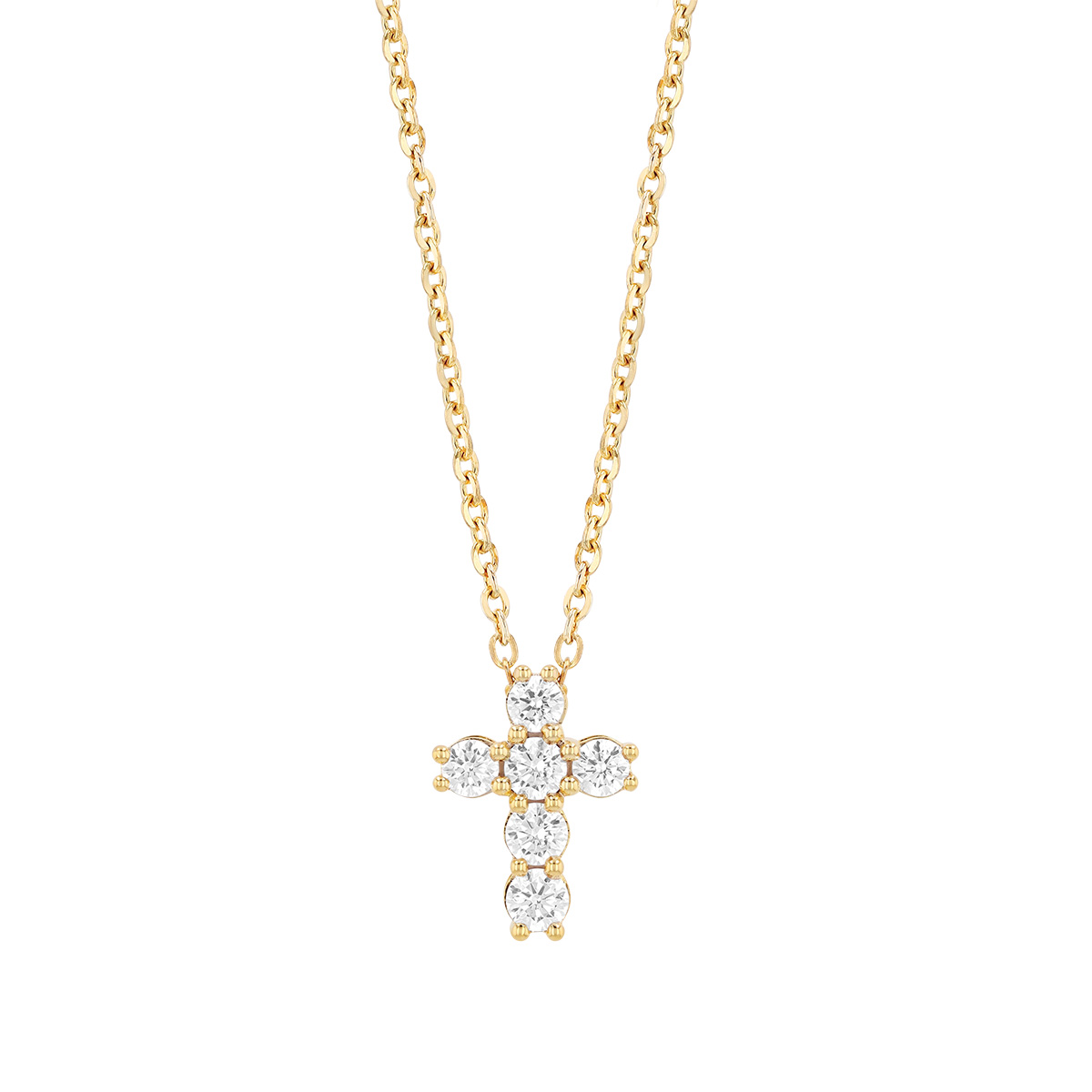 Borsheims Signature Collection Lab-Grown Diamond Cross Pendant in Yellow Gold, 18