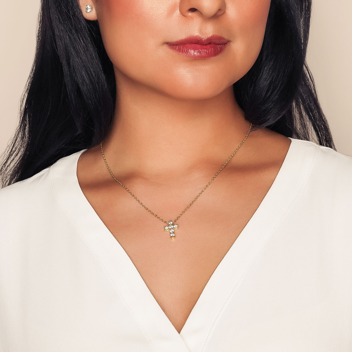 Borsheims Signature Collection Lab-Grown Diamond Cross Pendant in Yellow Gold, 18