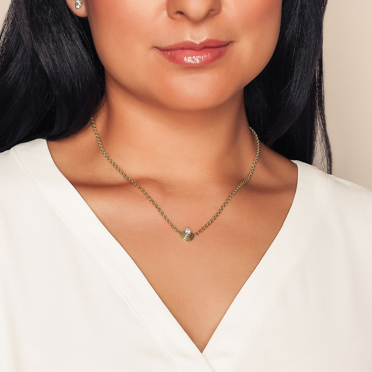 Phillips House Stories Pear Shape Diamond Demi Layered Pendant in Yellow Gold & Platinum, 18